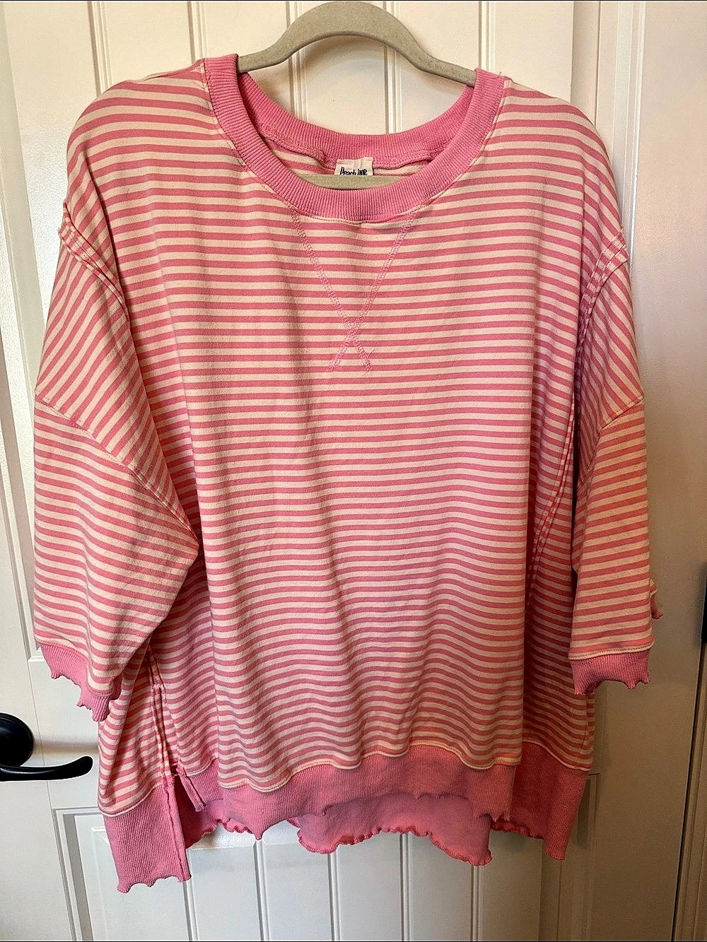 Peach Love Striped Top in Pink & Cream Size Large